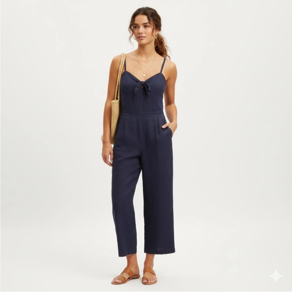 J. Crew Factory Dark Blue linen Jumpsuit 6